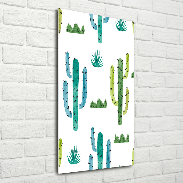 Glass wall art Cacti