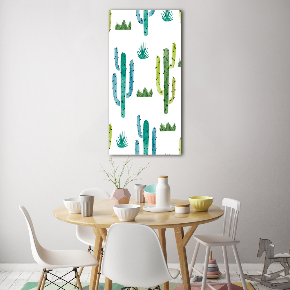 Glass wall art Cacti