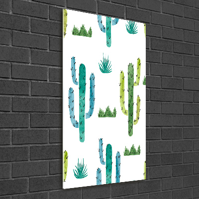 Glass wall art Cacti