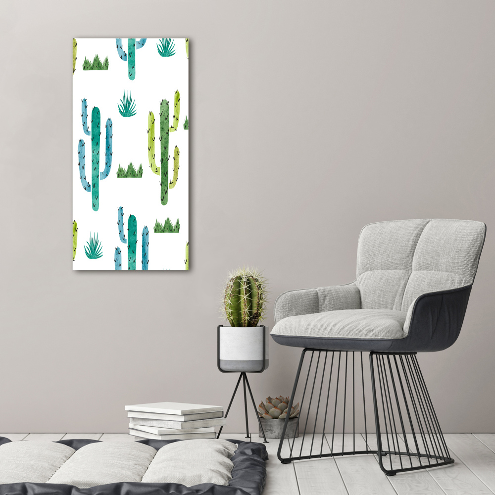 Glass wall art Cacti