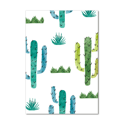 Glass wall art Cacti