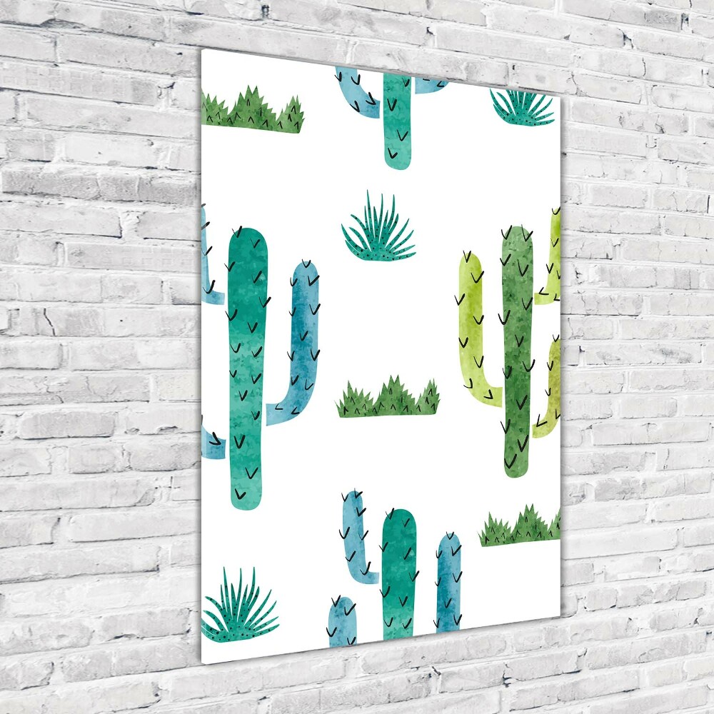 Glass wall art Cacti