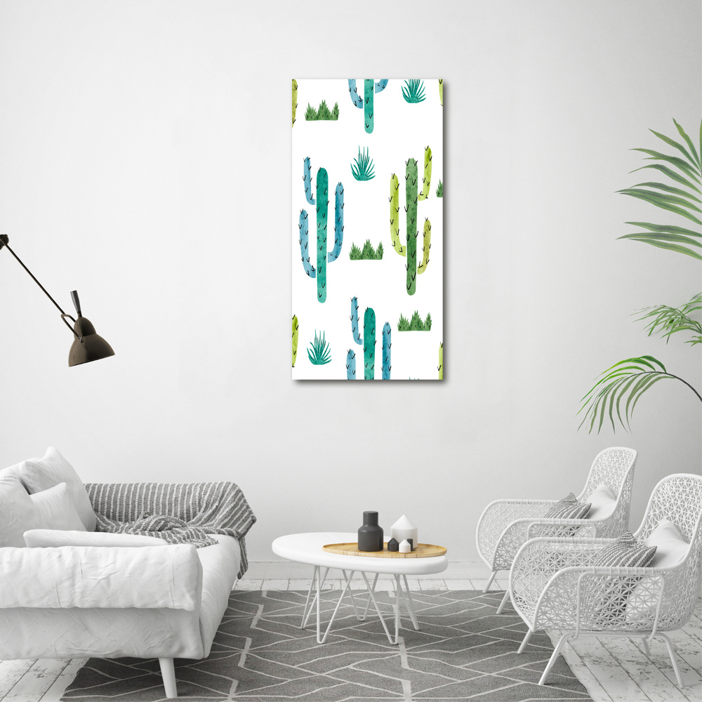 Glass wall art Cacti