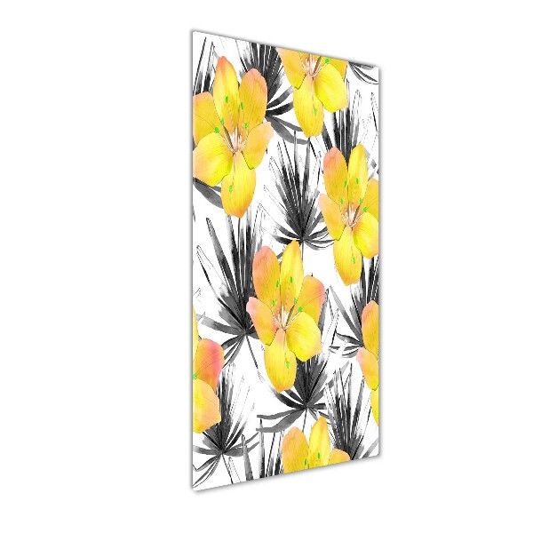 Glass wall art Tropical flowers