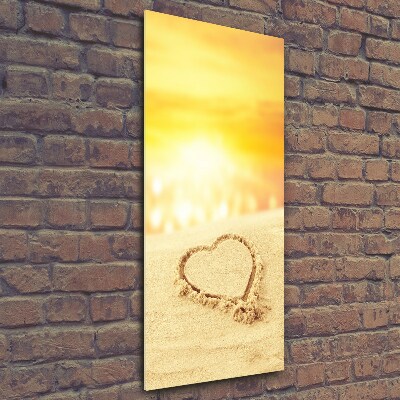 Photo printed on glass Heart on the beach