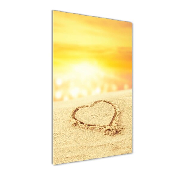 Photo printed on glass Heart on the beach