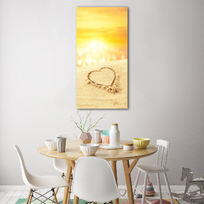 Photo printed on glass Heart on the beach