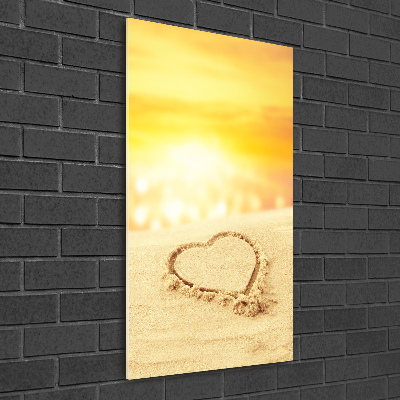 Photo printed on glass Heart on the beach