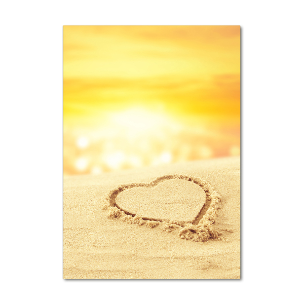 Photo printed on glass Heart on the beach