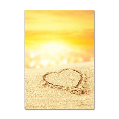 Photo printed on glass Heart on the beach