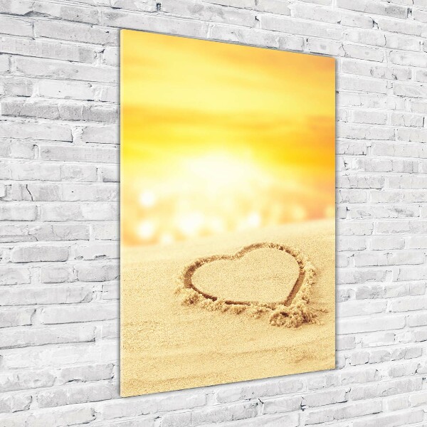 Photo printed on glass Heart on the beach