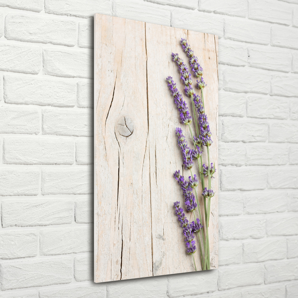 Printed glass wall art Lavender on wood