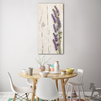 Printed glass wall art Lavender on wood