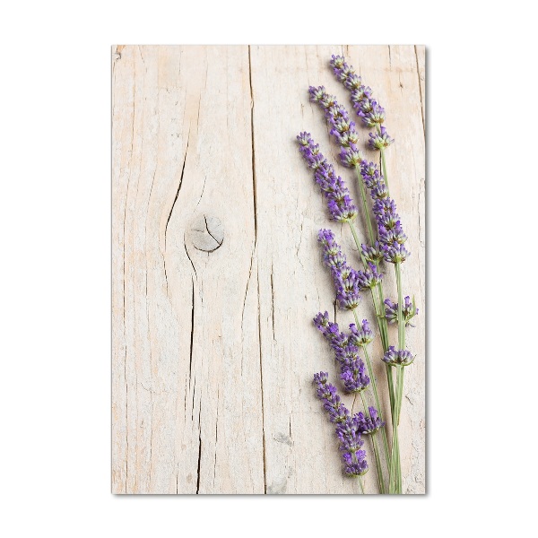 Printed glass wall art Lavender on wood