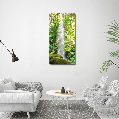 Glass picture wall art Waterfall in the jungle