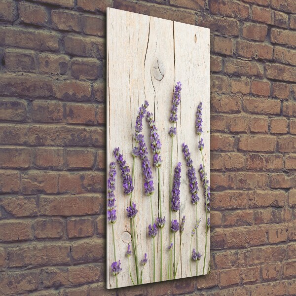 Wall art on glass Lavender on wood