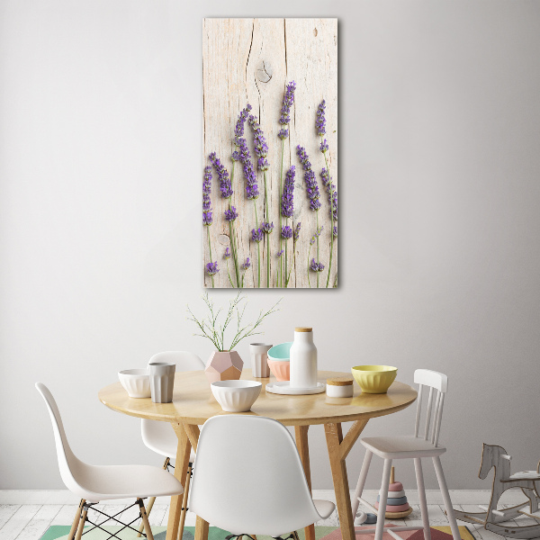 Wall art on glass Lavender on wood