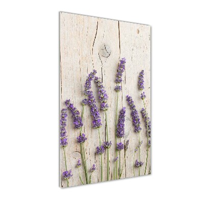 Wall art on glass Lavender on wood