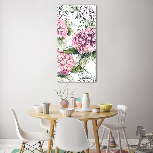 Glass art picture Hydrangea