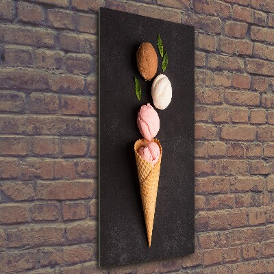 Glass picture wall art Ice cream in waffle