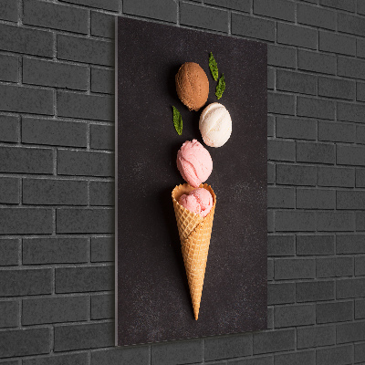 Glass picture wall art Ice cream in waffle