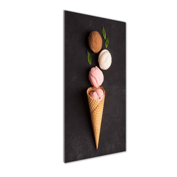 Glass picture wall art Ice cream in waffle