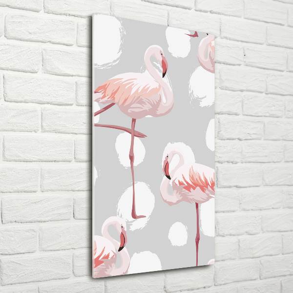 Wall art on glass Flamingos and dots