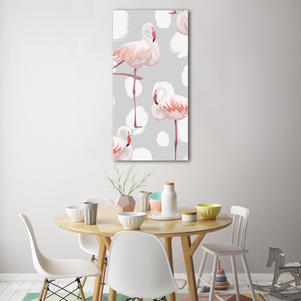 Wall art on glass Flamingos and dots