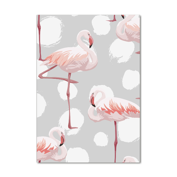 Wall art on glass Flamingos and dots