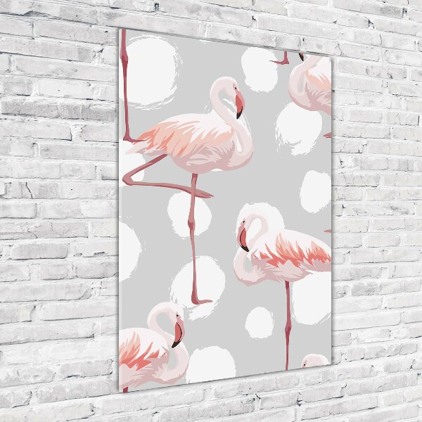 Wall art on glass Flamingos and dots