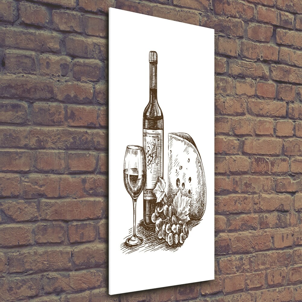 Glass picture wall art Wine and snacks