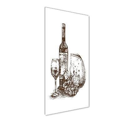 Glass picture wall art Wine and snacks