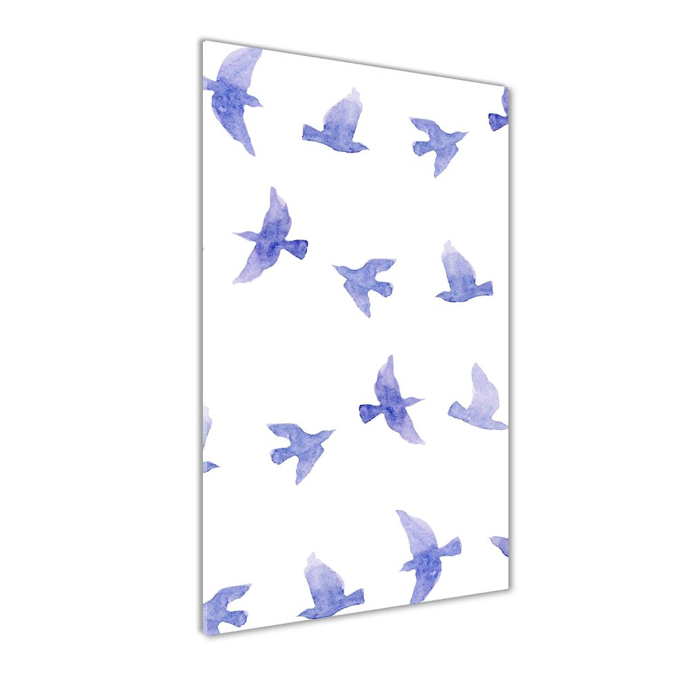 Glass wall art Blue swallows