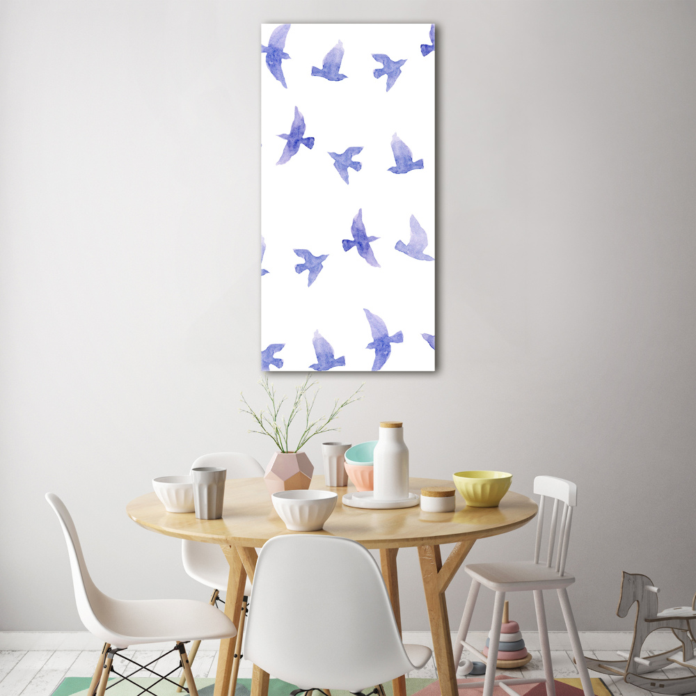 Glass wall art Blue swallows