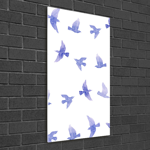 Glass wall art Blue swallows