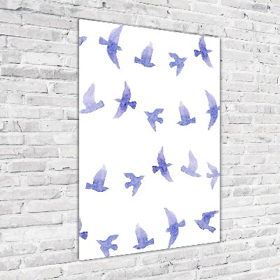 Glass wall art Blue swallows