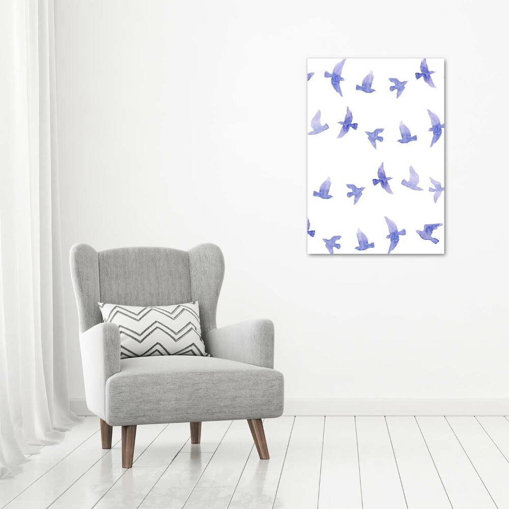 Glass wall art Blue swallows