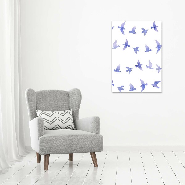 Glass wall art Blue swallows