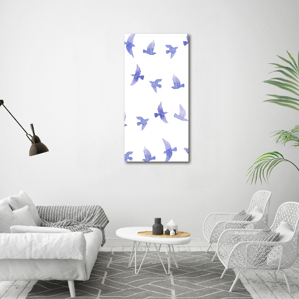 Glass wall art Blue swallows