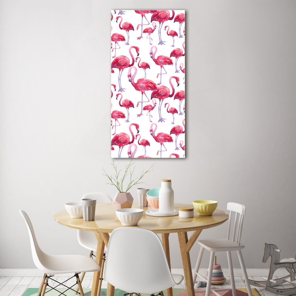 Print on a a glass Flamingos