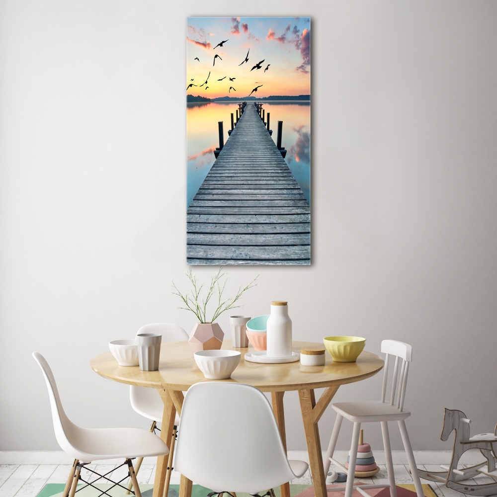 Wall art on glass Wooden pier