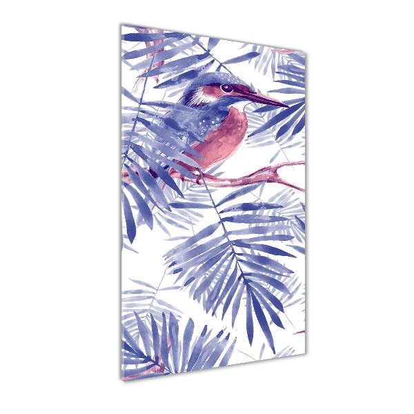 Photo printed on glass Palm and bird leaves