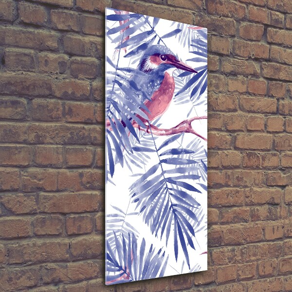 Photo printed on glass Palm and bird leaves