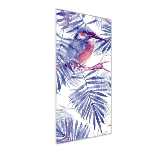 Photo printed on glass Palm and bird leaves