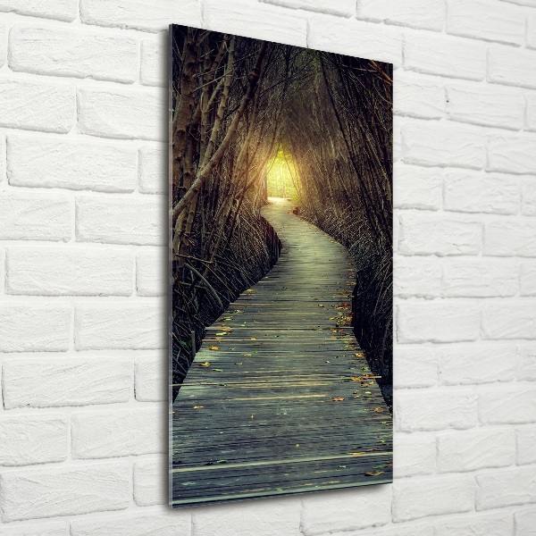 Glass wall art Path in the forest