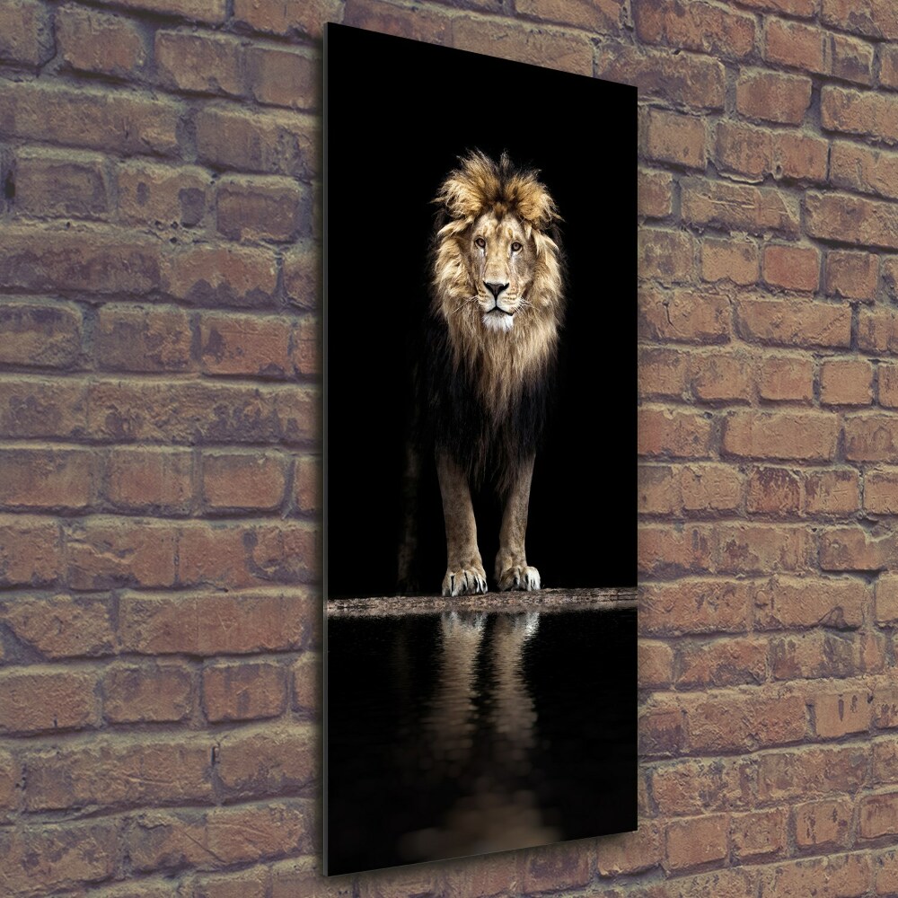 Glass art picture Portrait of a lion