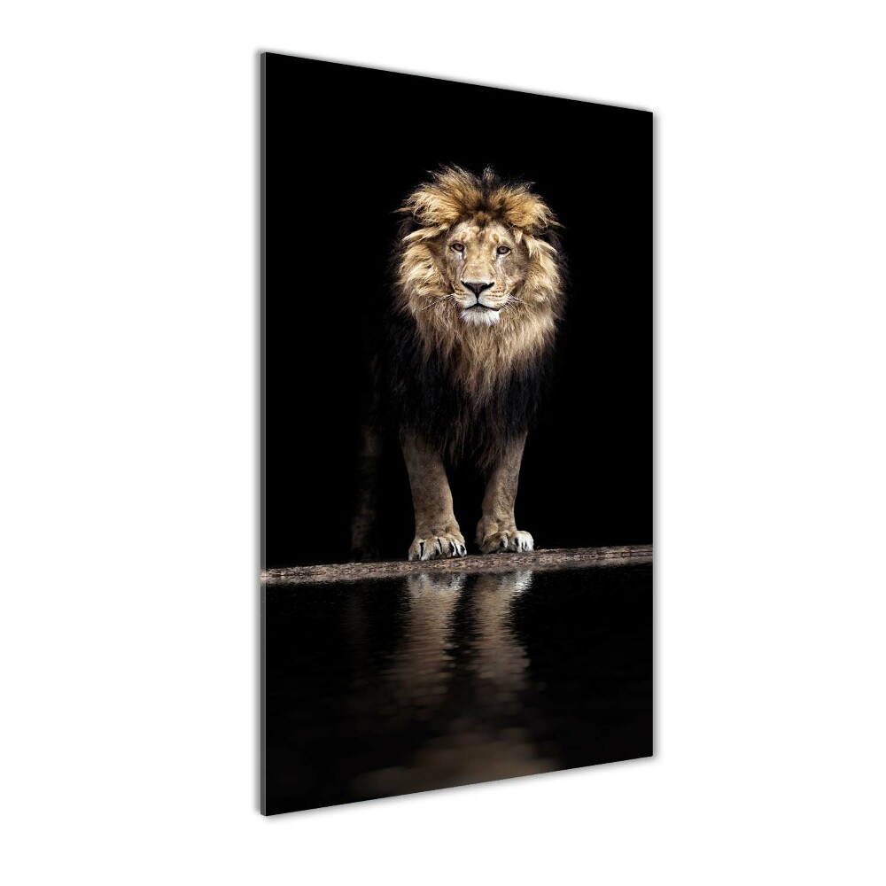 Glass art picture Portrait of a lion