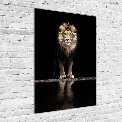 Glass art picture Portrait of a lion