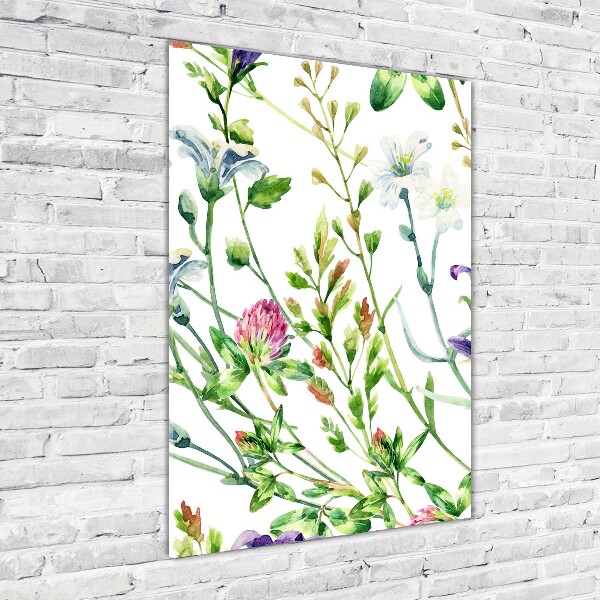 Glass picture wall art Field flowers