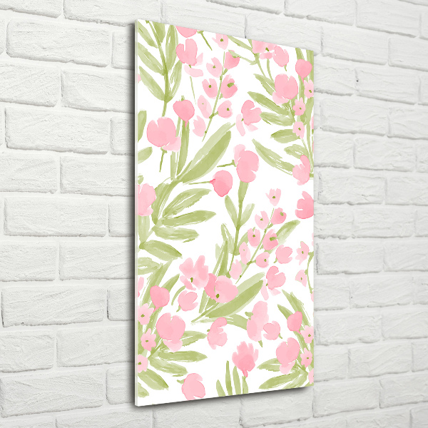 Print on a a glass Pink flowers